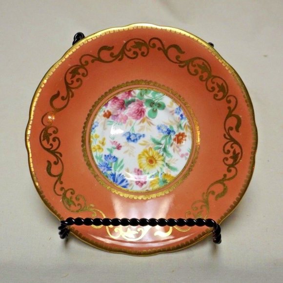 Aynsley Fine Bone China England Blush Floral Footed Tea Cup and Saucer - Picture 9 of 15